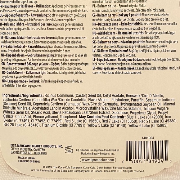 Lip Smacker Coca Cola 4 Pack Coca-Cola/ Vanilla Coke/ Sprite/ Fanta New - Picture 3 of 3